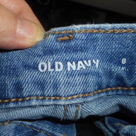 OLD NAVY women's button fly jeans, nice jeans, Tall, sz 8  blue jeans - Picture 3 of 12